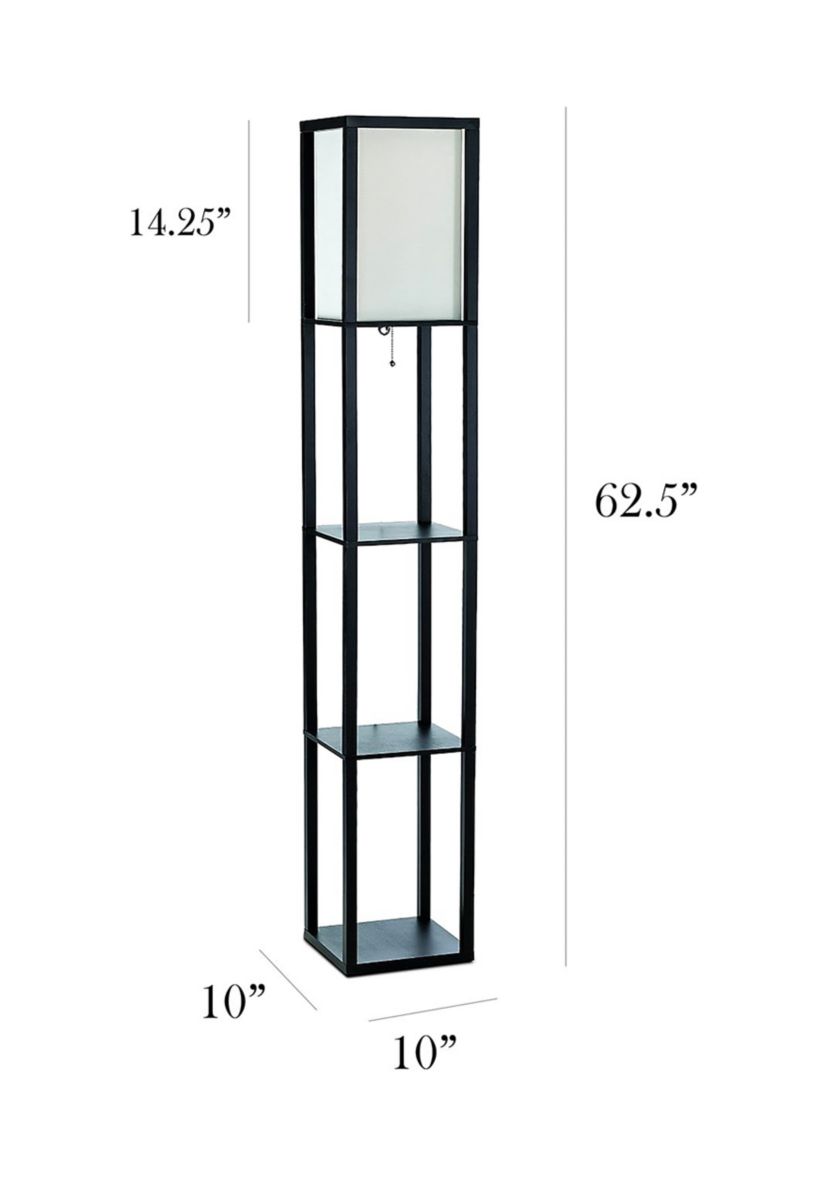 Floor Lamp Etagere Organizer Storage Shelf with Linen Shade