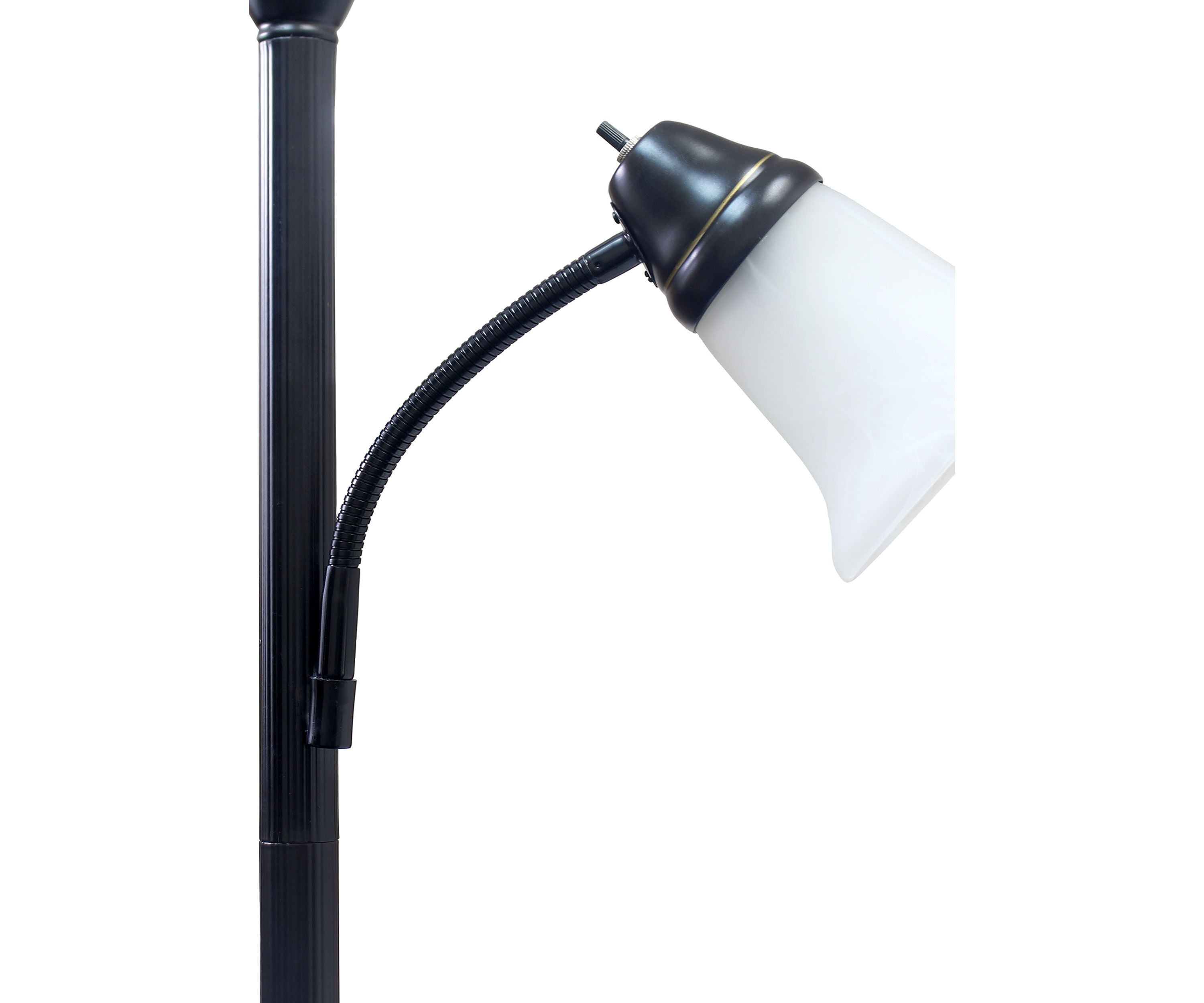 2 Light Mother Daughter Floor Lamp with White Marble Glass, Restoration Bronze