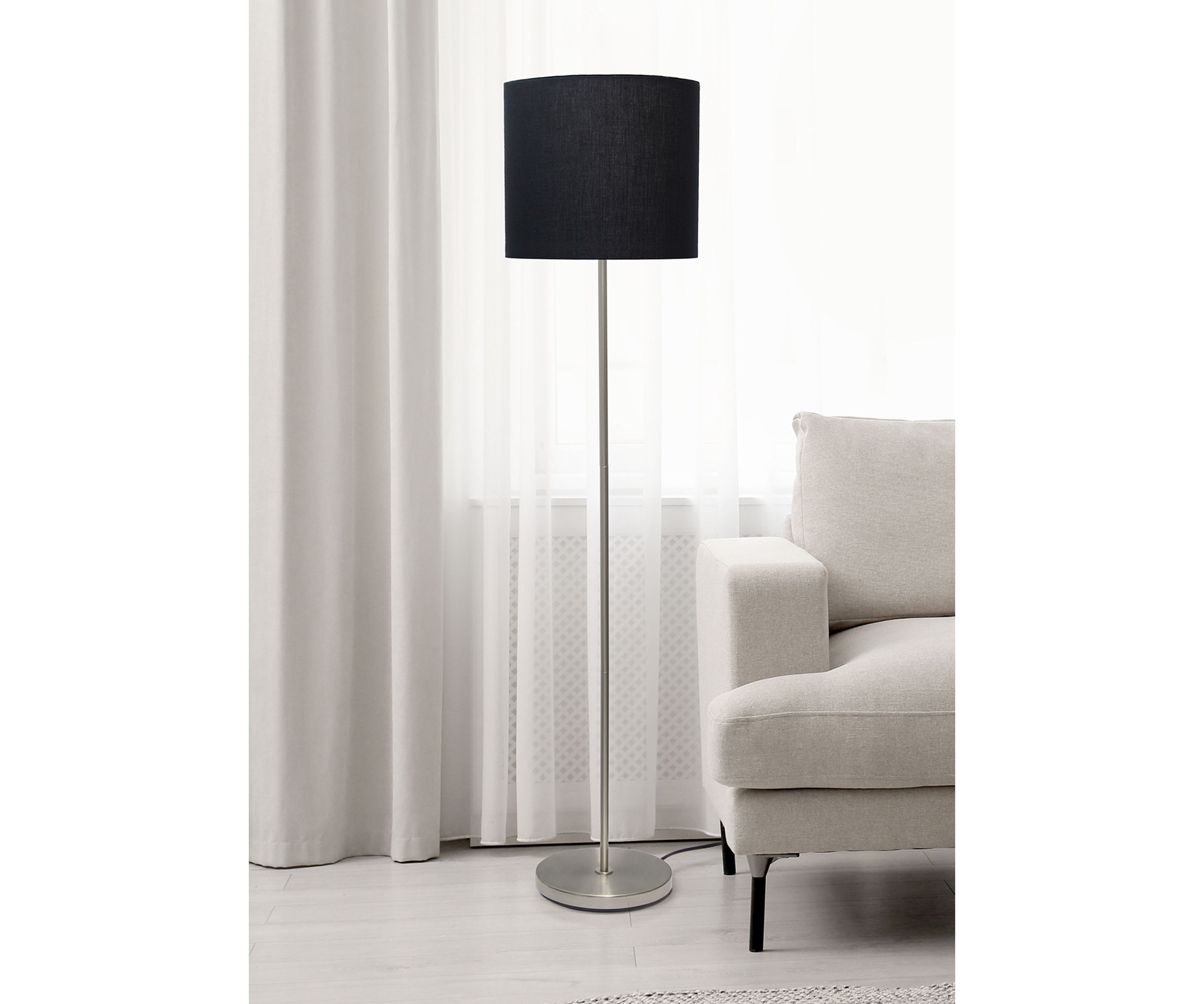 Brushed Nickel Drum Shade Floor Lamp