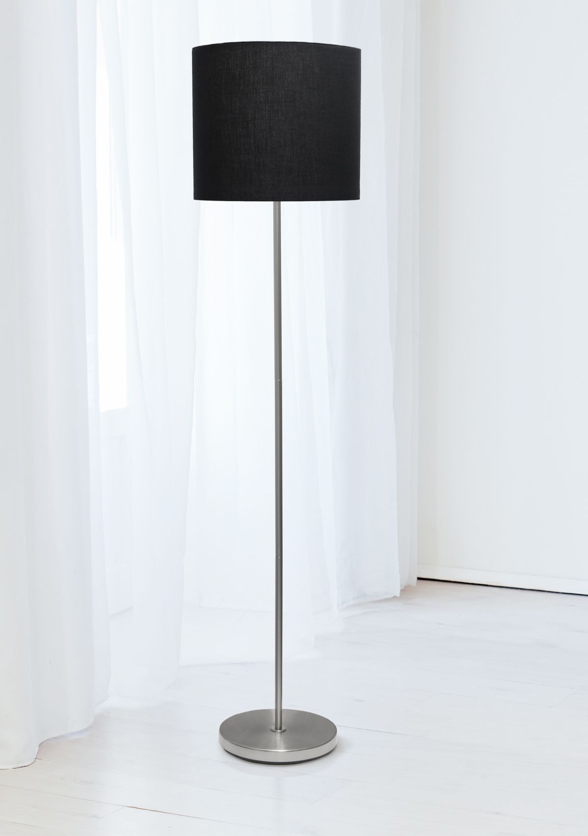 Brushed Nickel Drum Shade Floor Lamp