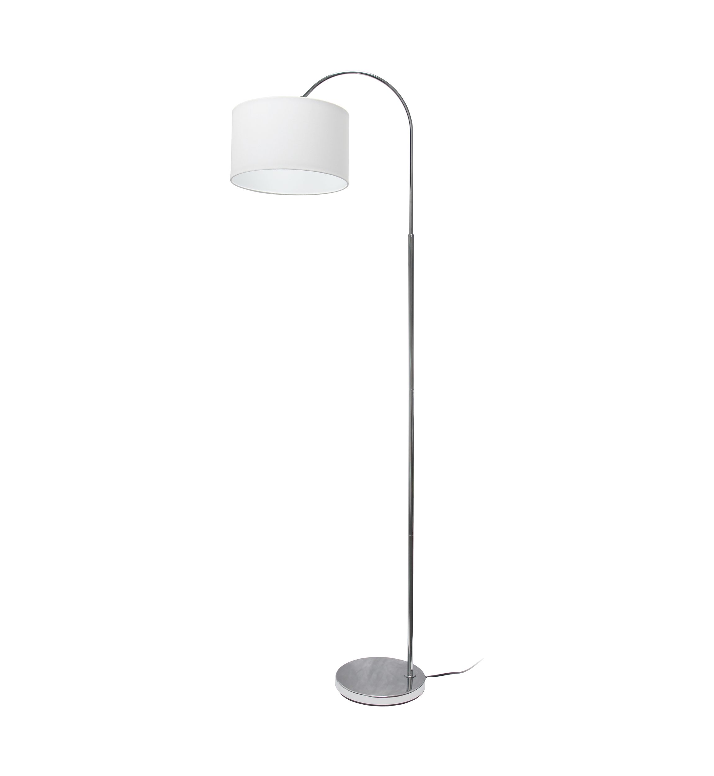 Arched Brushed Nickel Floor Lamp, White Shade