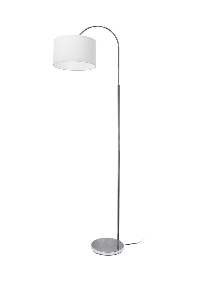Arched Brushed Nickel Floor Lamp, White Shade