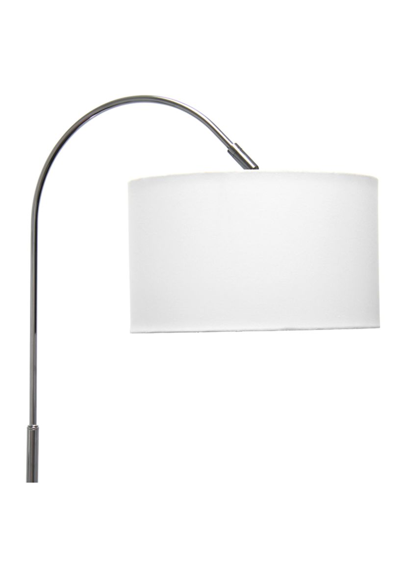 Arched Brushed Nickel Floor Lamp, White Shade