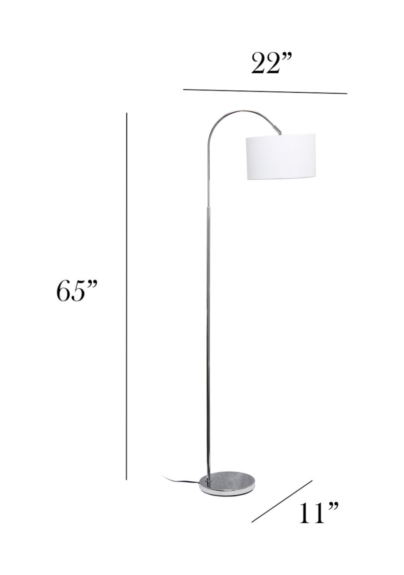 Arched Brushed Nickel Floor Lamp, White Shade