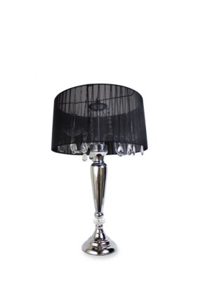 Trendy Romantic Sheer Shade Table Lamp With Hanging Crystals