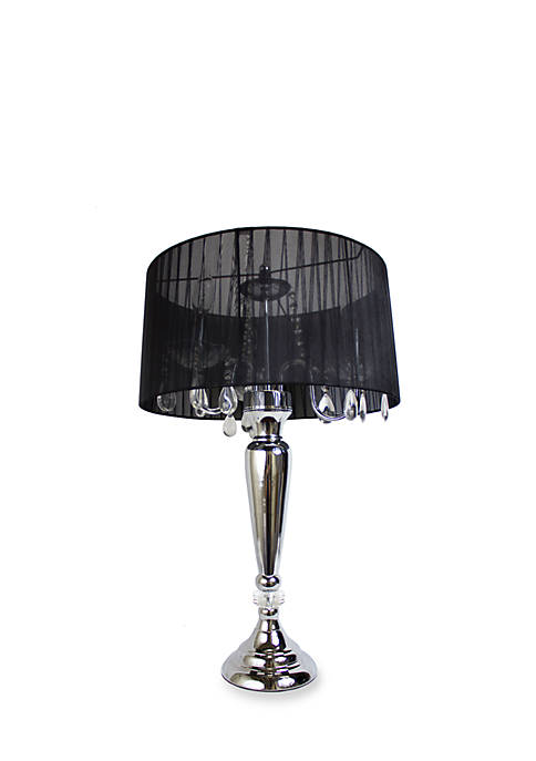 Trendy Romantic Sheer Shade Table Lamp, Copper Table Lamp With Black Shader