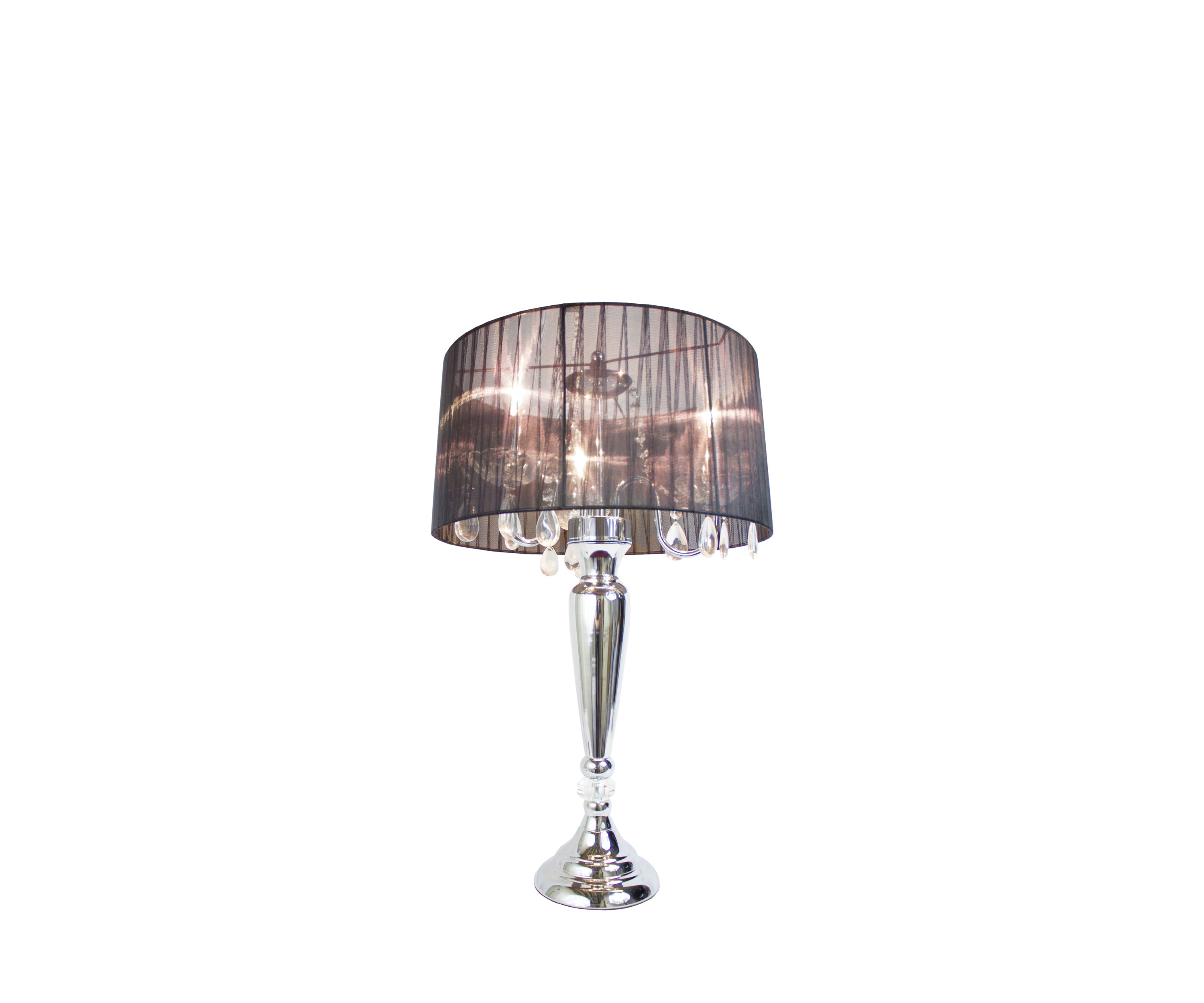 Trendy Romantic Sheer Shade Table Lamp With Hanging Crystals