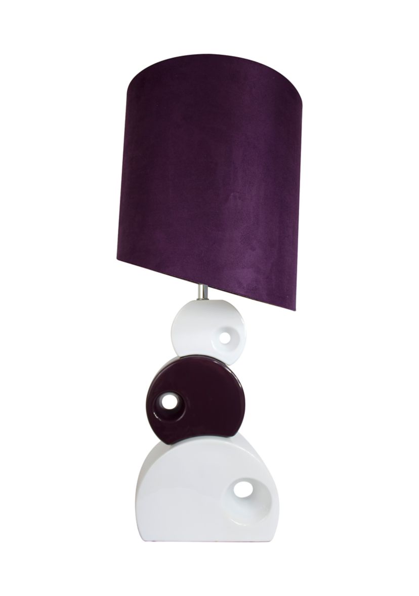 Stacked Circle Ceramic Table Lamp with Asymmetrical Shade