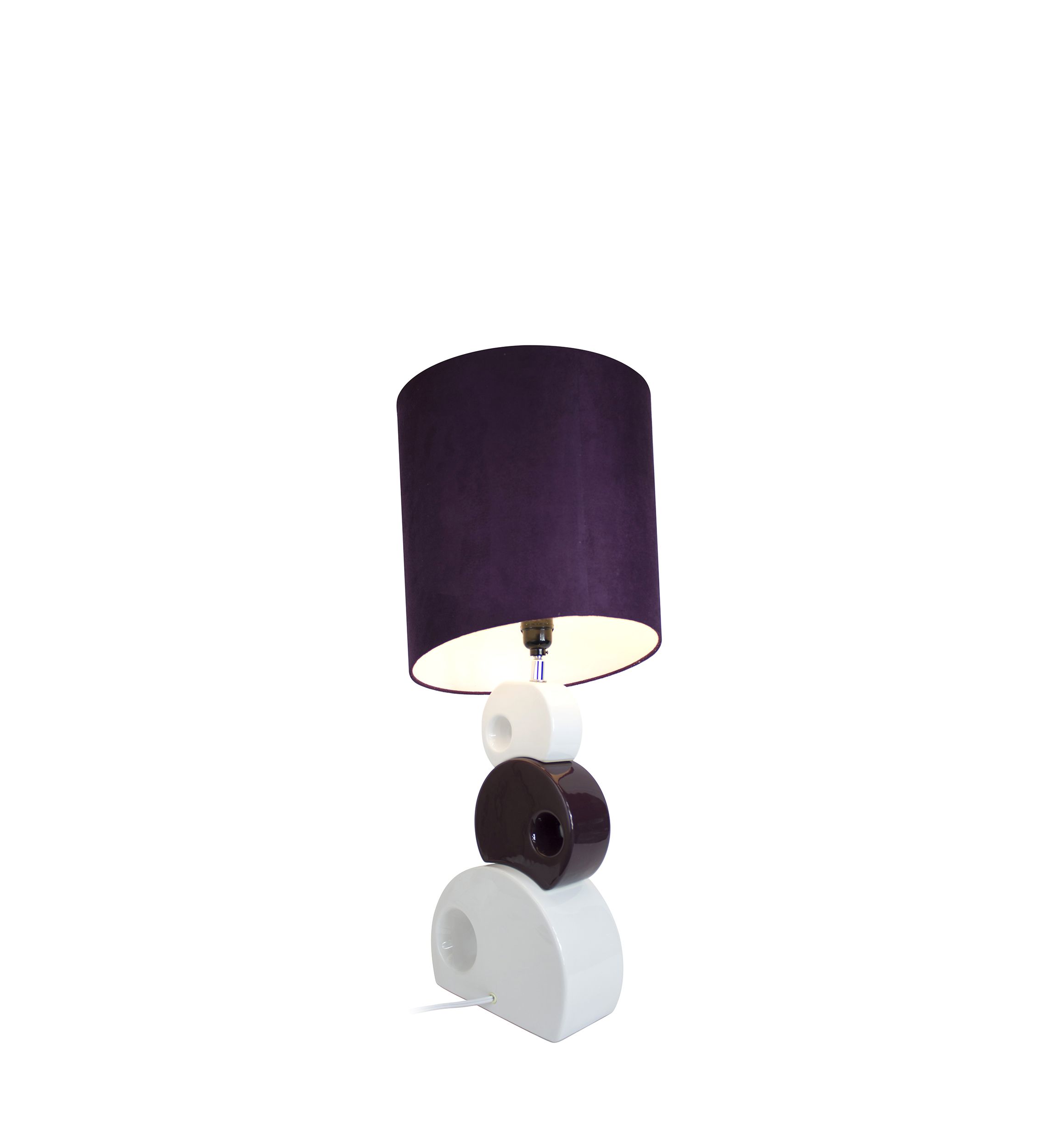 Stacked Circle Ceramic Table Lamp with Asymmetrical Shade