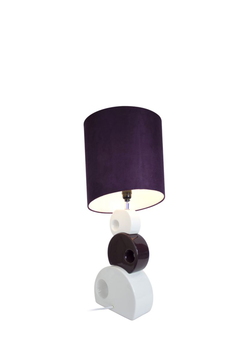 Stacked Circle Ceramic Table Lamp with Asymmetrical Shade