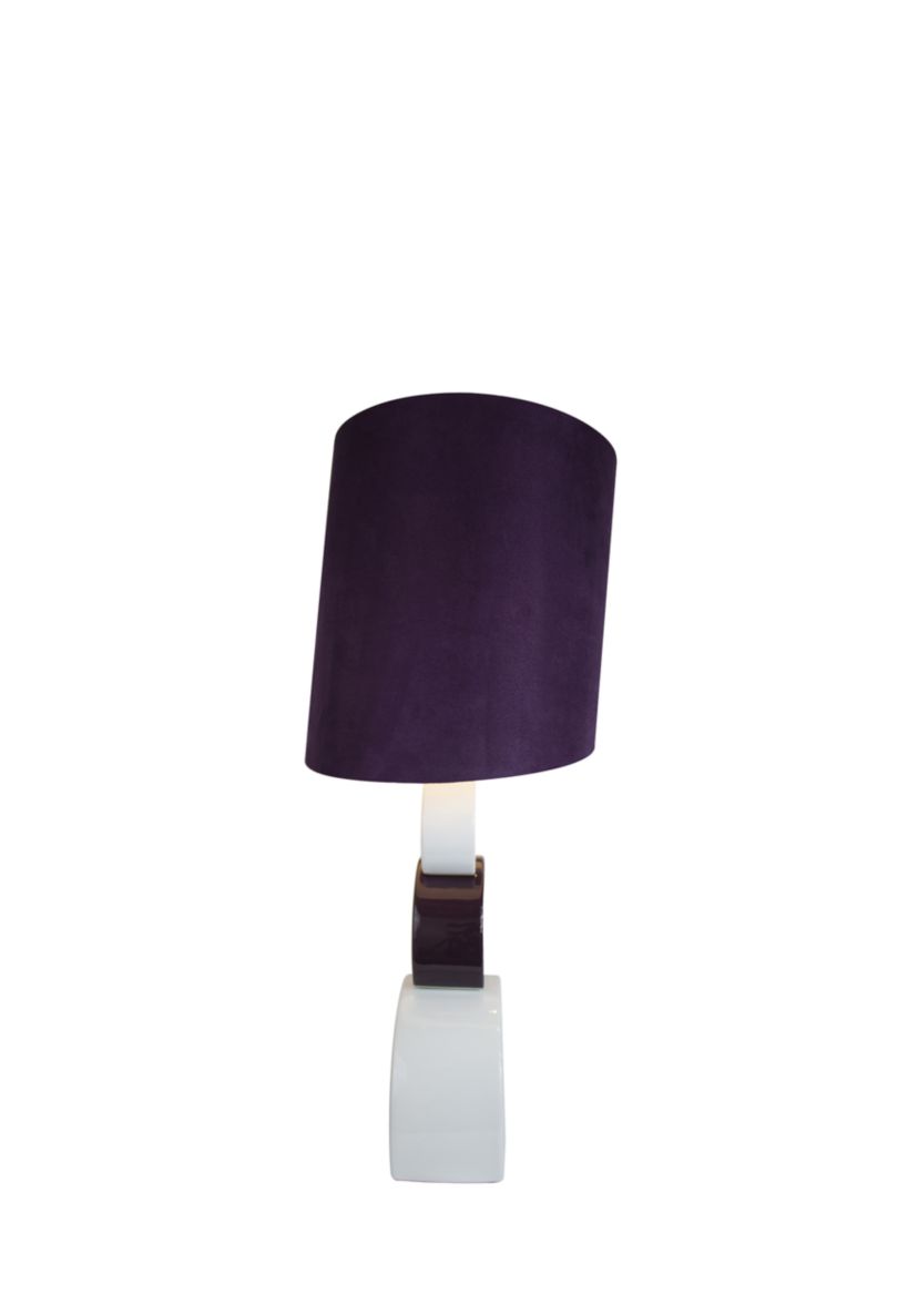 Stacked Circle Ceramic Table Lamp with Asymmetrical Shade