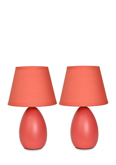 Mini Egg Oval Ceramic Table Lamp - Set Of 2