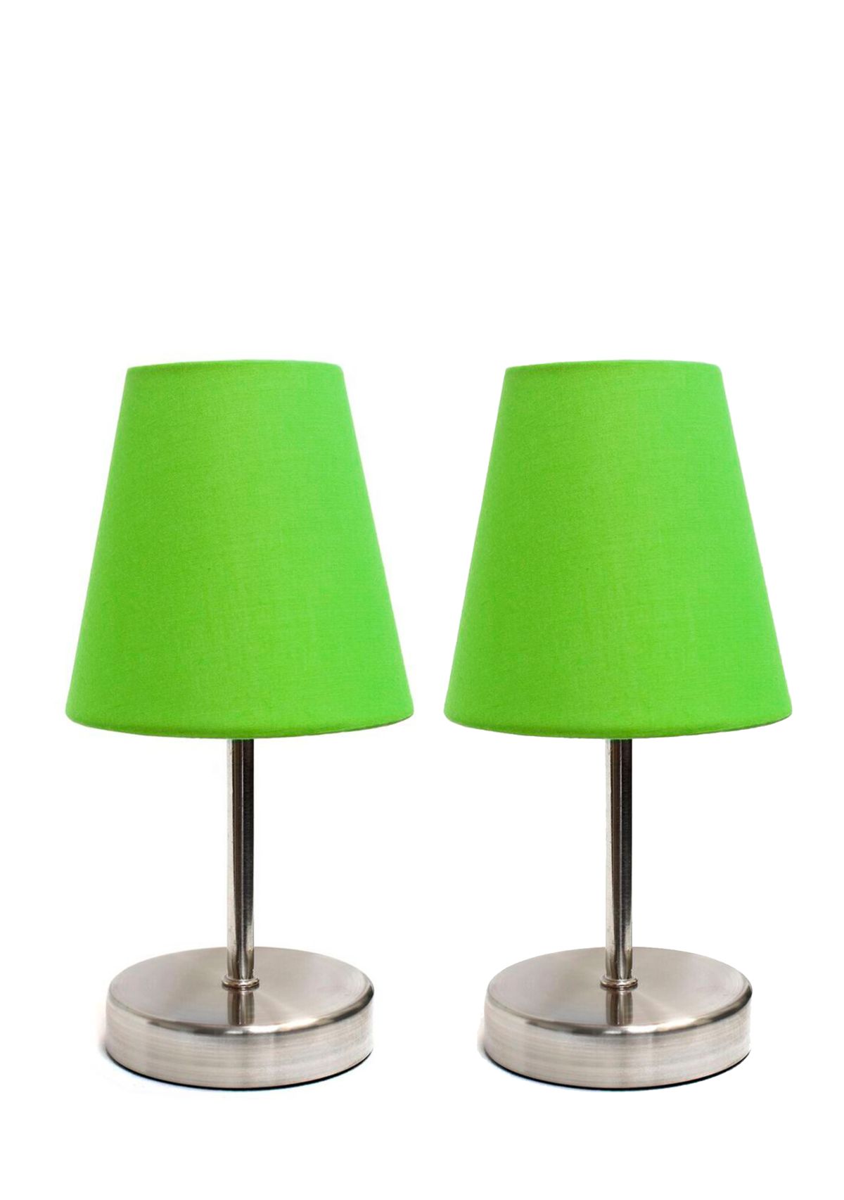Sand Nickel Mini Basic Table Lamp with Fabric Shade 2 Pack Set