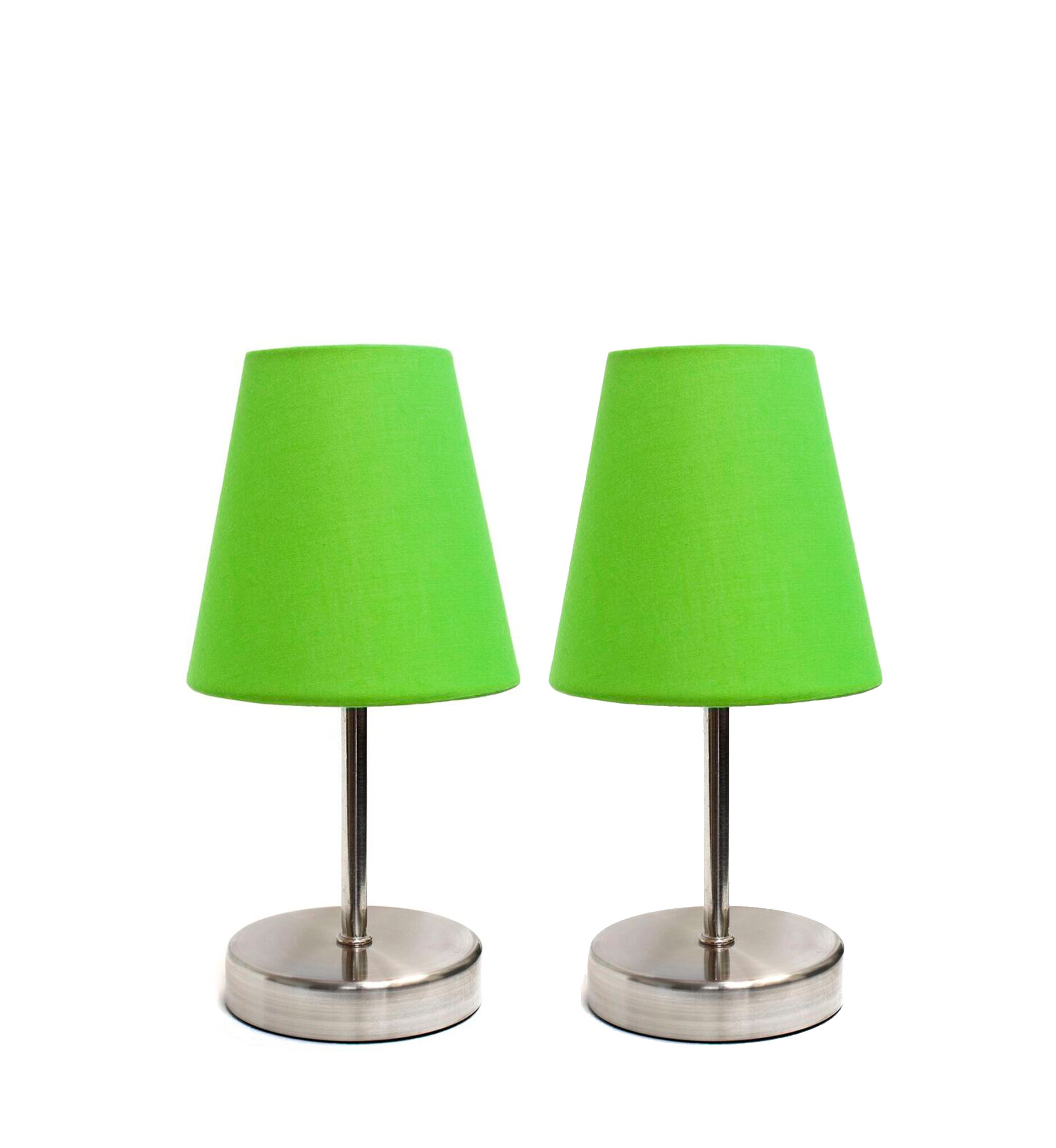Sand Nickel Mini Basic Table Lamp with Fabric Shade 2 Pack Set