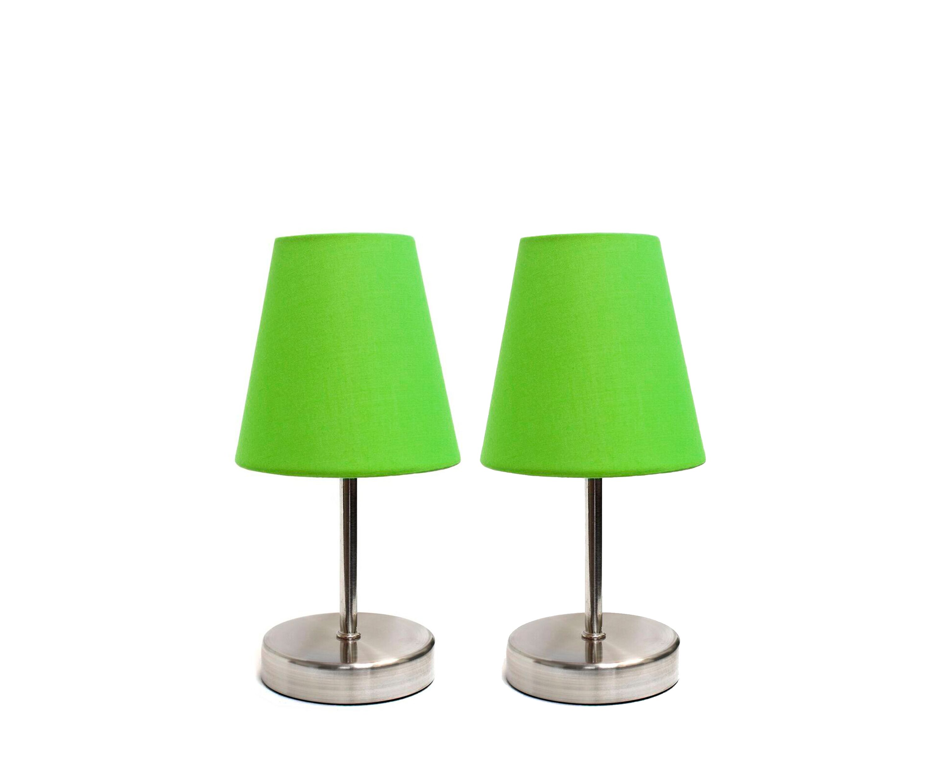 Sand Nickel Mini Basic Table Lamp with Fabric Shade 2 Pack Set