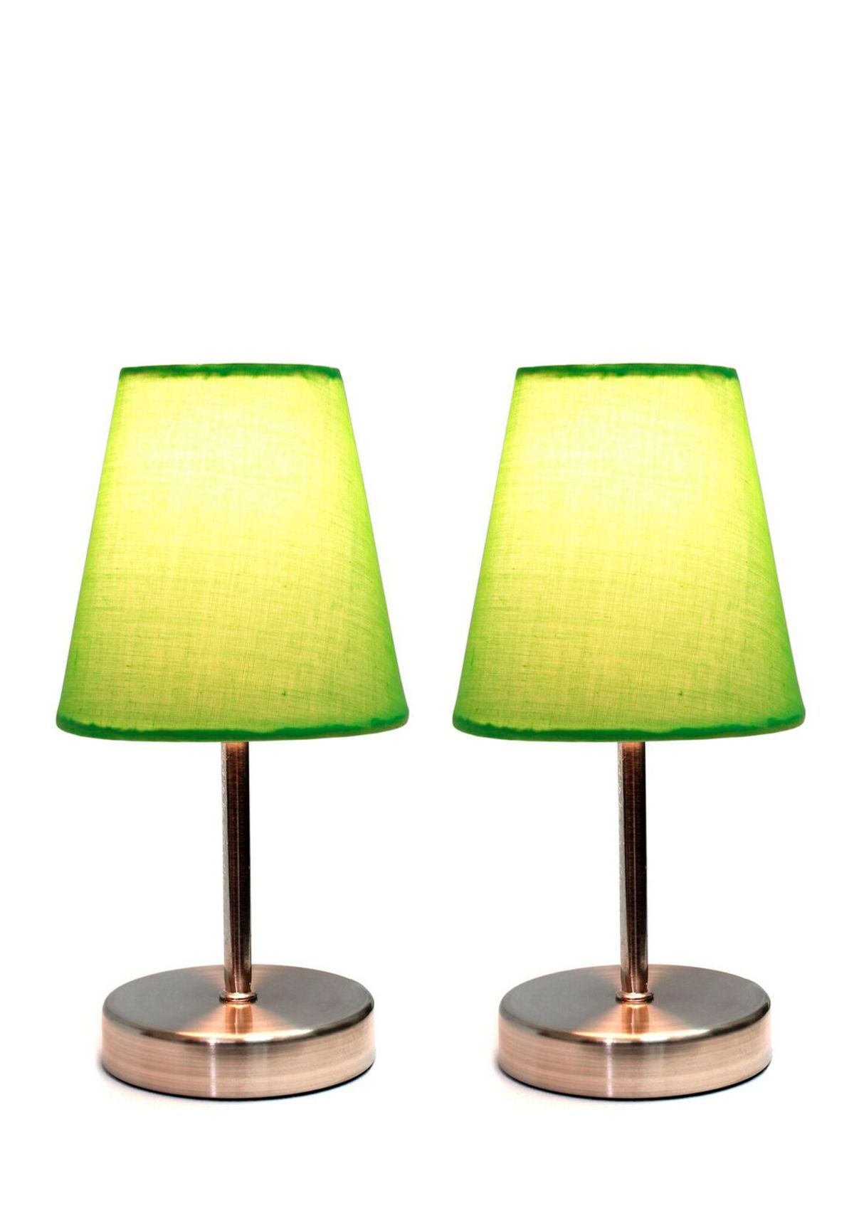 Sand Nickel Mini Basic Table Lamp with Fabric Shade 2 Pack Set