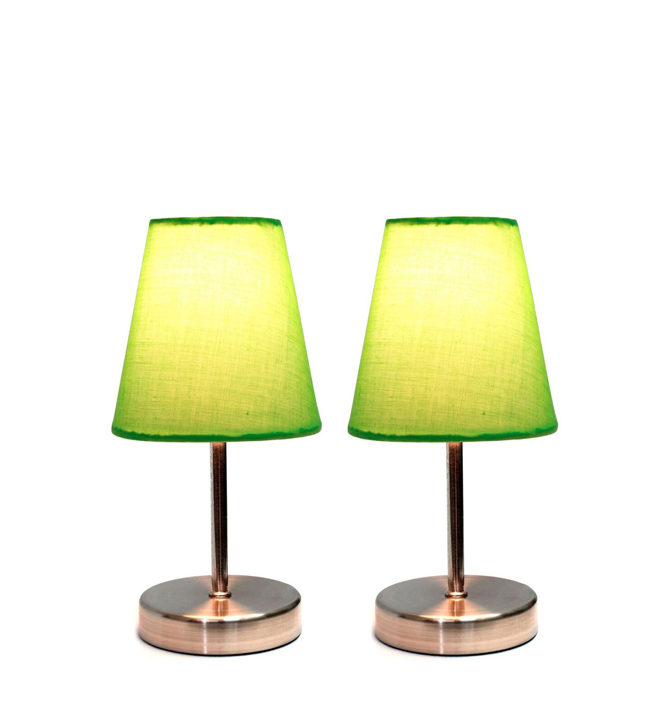 Sand Nickel Mini Basic Table Lamp with Fabric Shade 2 Pack Set
