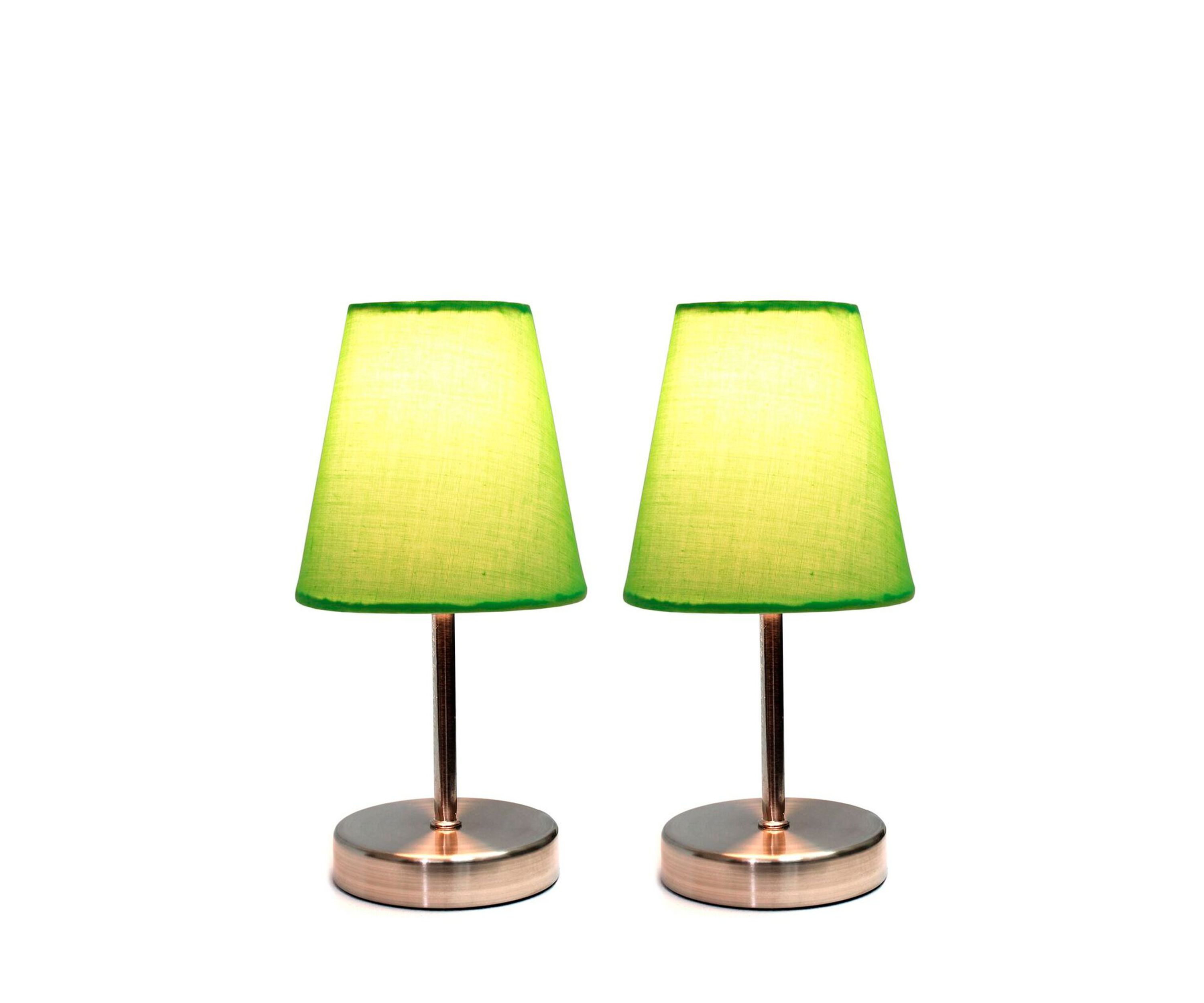 Sand Nickel Mini Basic Table Lamp with Fabric Shade 2 Pack Set