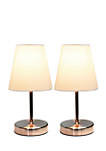 Sand Nickel Mini Basic Table Lamp with Fabric Shade 2 Pack Set
