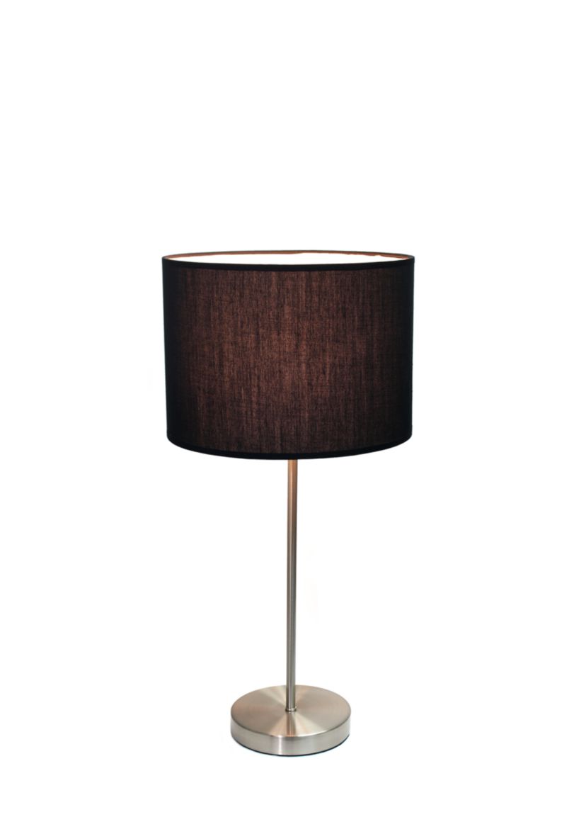 Brushed Nickel Stick Lamp with Fabric Shade