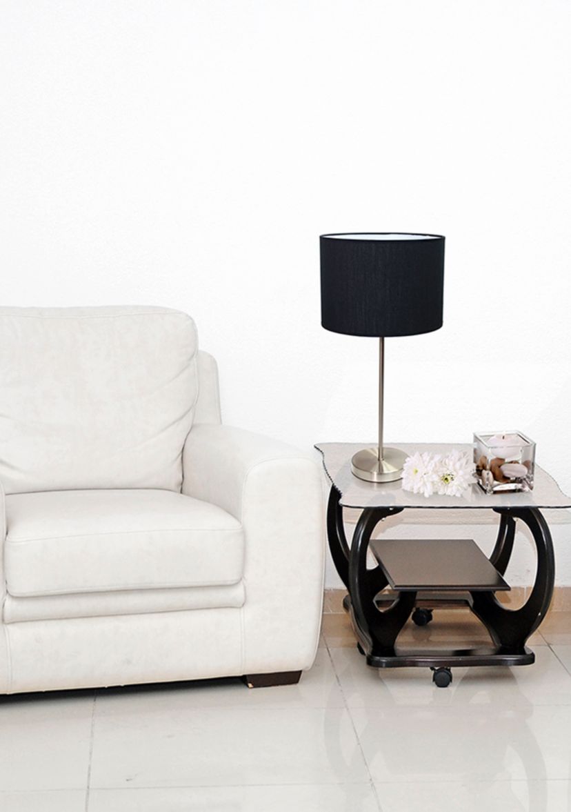 Brushed Nickel Stick Lamp with Fabric Shade