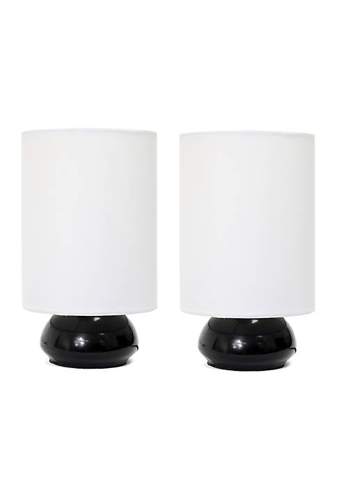 Gemini Colors 2 Pack Mini Touch Table Lamp Set with Fabric Shades