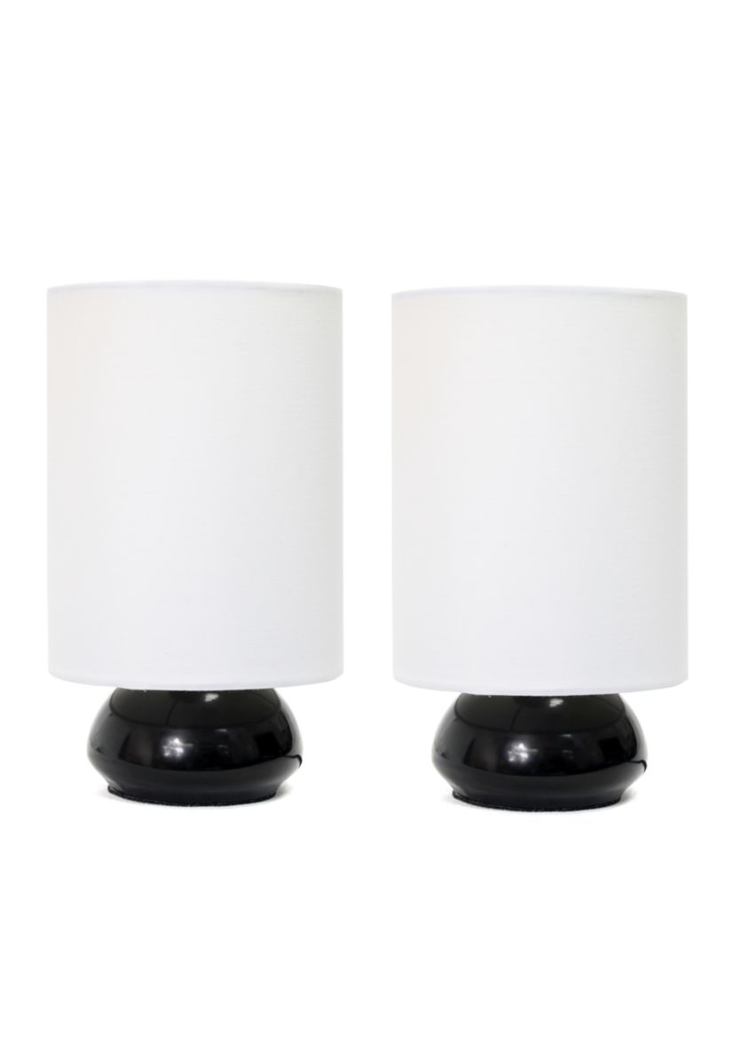 Gemini Colors 2 Pack Mini Touch Table Lamp Set with Fabric Shades