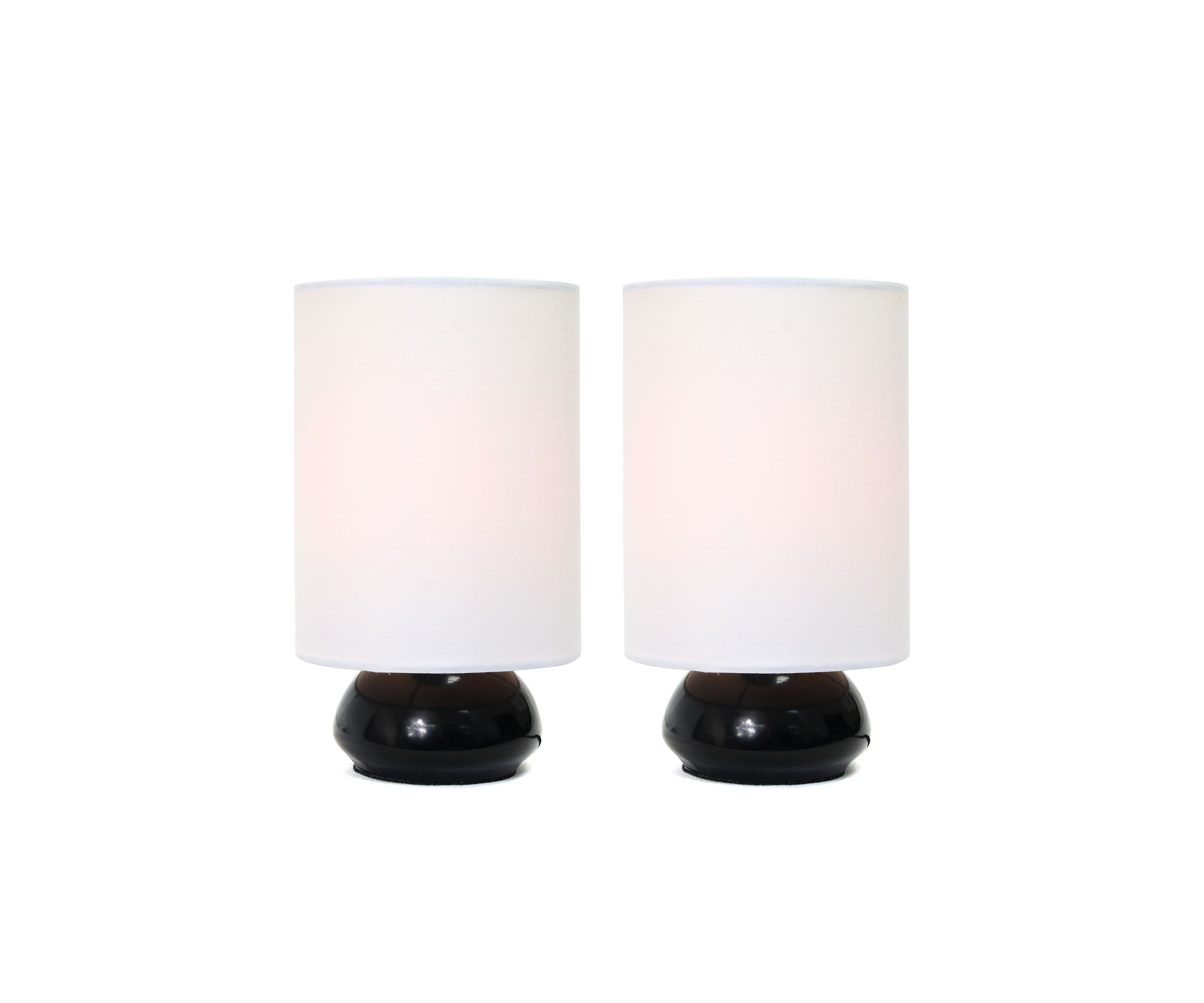 Gemini Colors 2 Pack Mini Touch Table Lamp Set with Fabric Shades