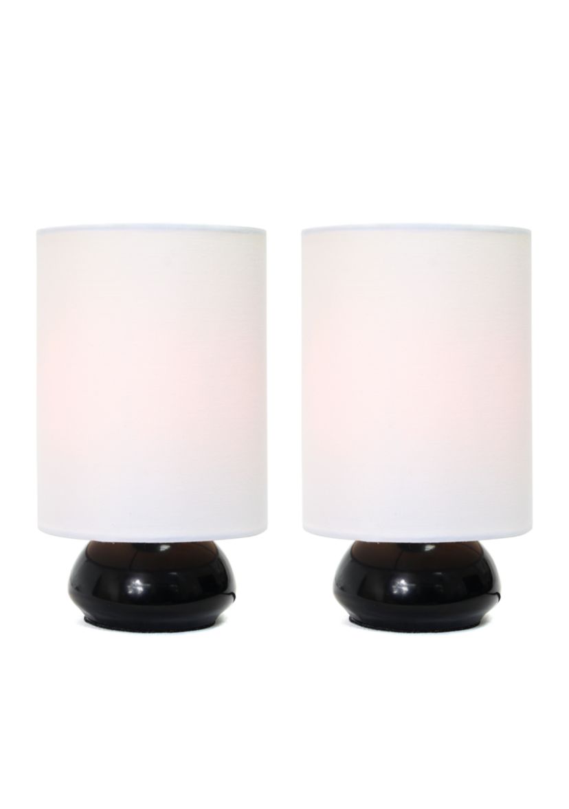 Gemini Colors 2 Pack Mini Touch Table Lamp Set with Fabric Shades