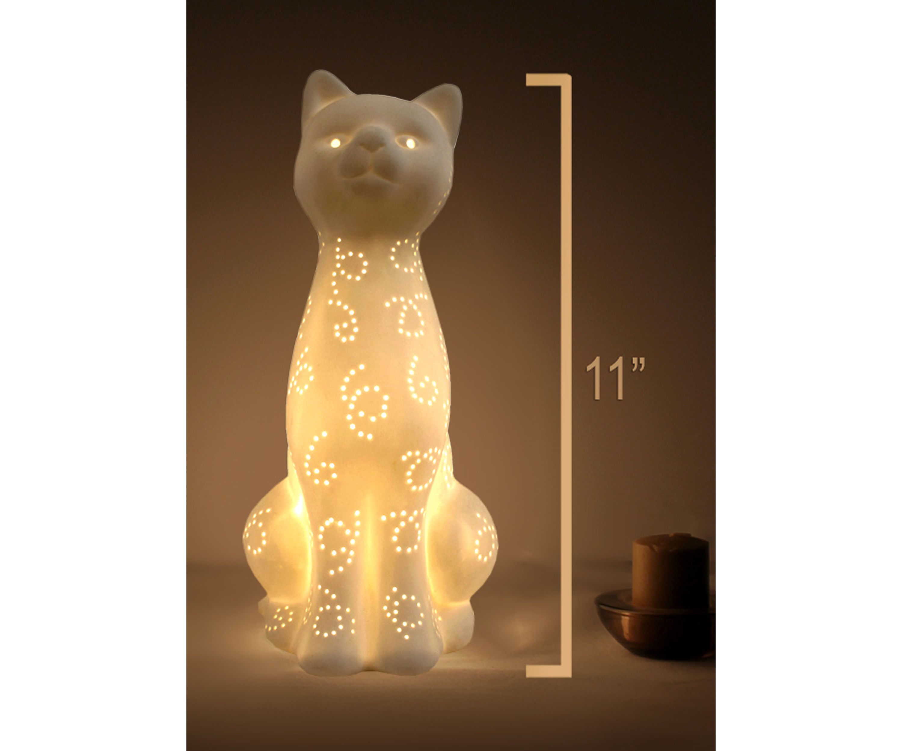 Porcelain Kitty Cat Table Lamp