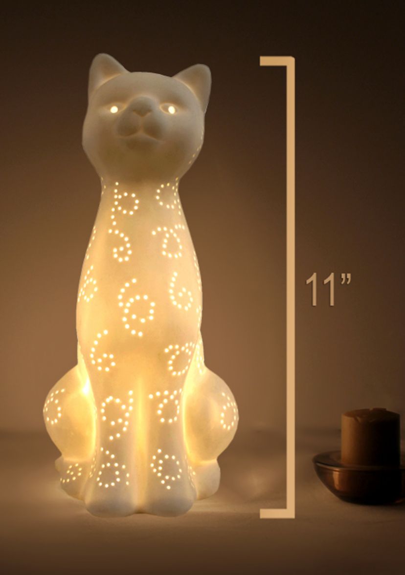 Porcelain Kitty Cat Table Lamp