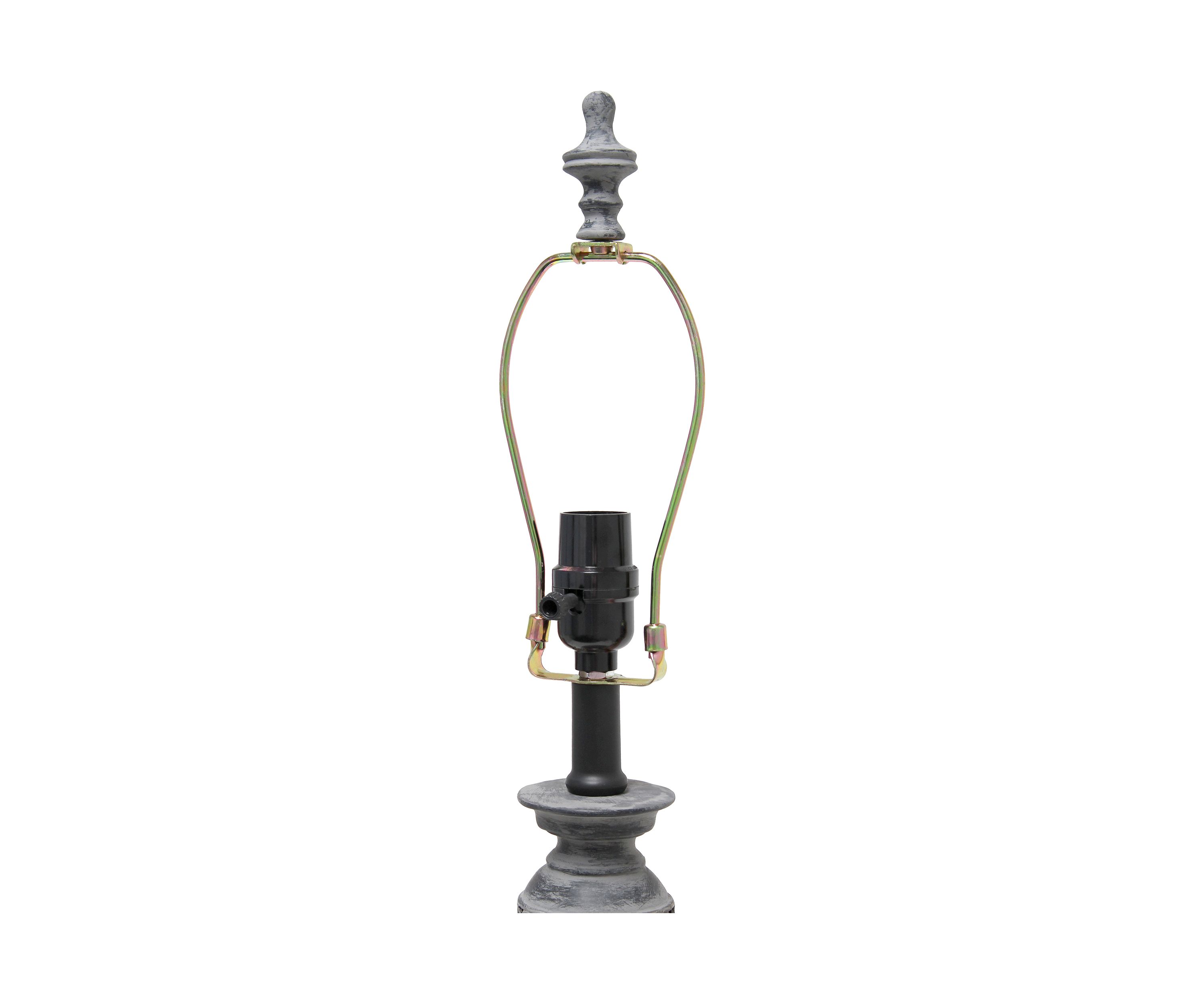 Aged Bronze Stacked Ball Lamp With Linen Flower Shade