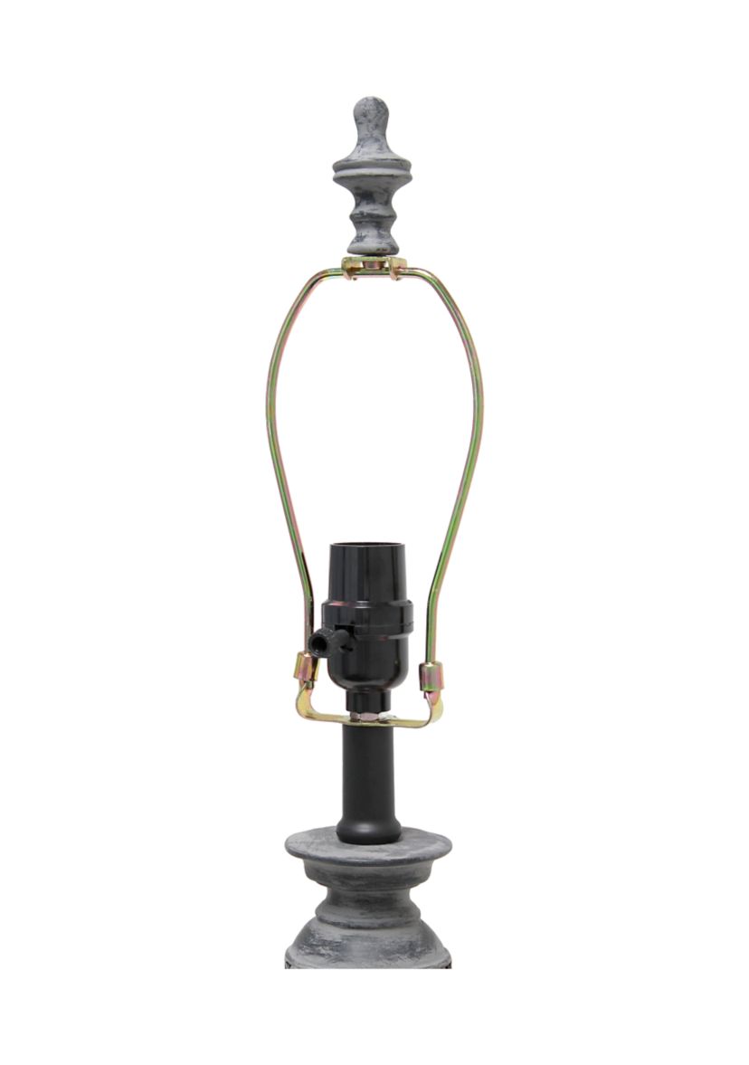 Aged Bronze Stacked Ball Lamp With Linen Flower Shade