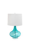 Glass Table Lamp With Fabric Shade