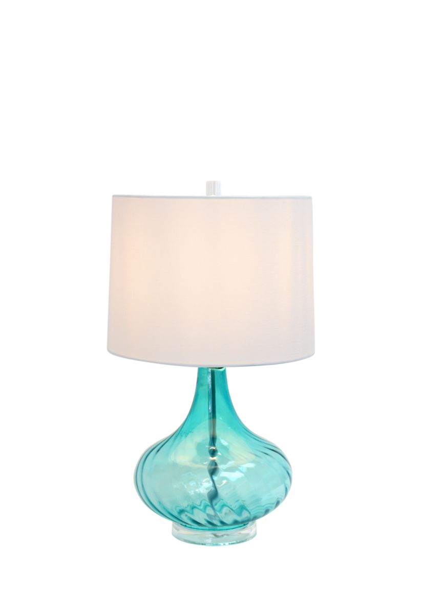 Glass Table Lamp With Fabric Shade