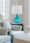 Glass Table Lamp With Fabric Shade