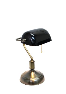 Executive Banker's Desk Lamp with Glass Shade