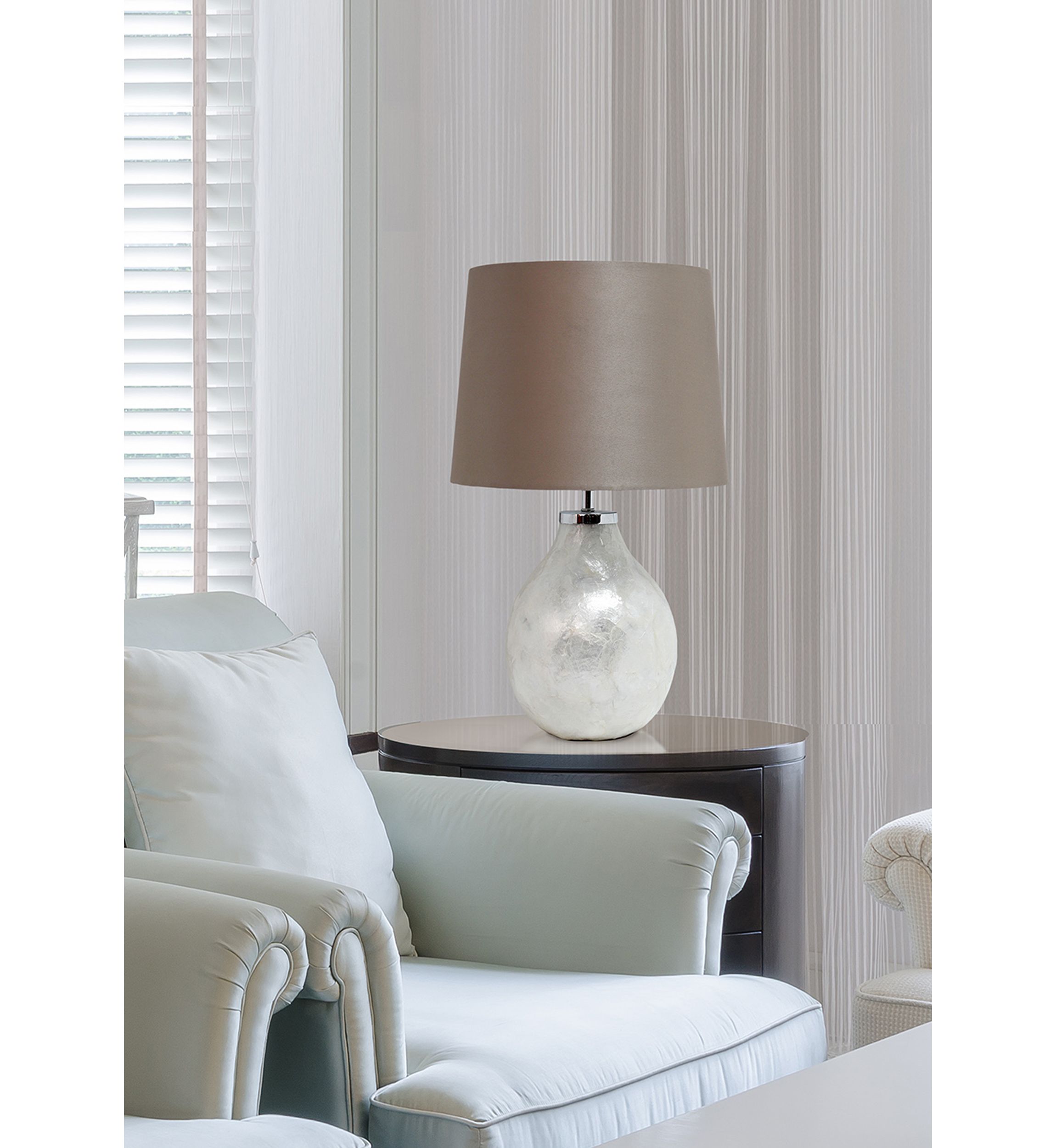 Simple Designs 1 Light Pearl Table Lamp with Fabric Shade