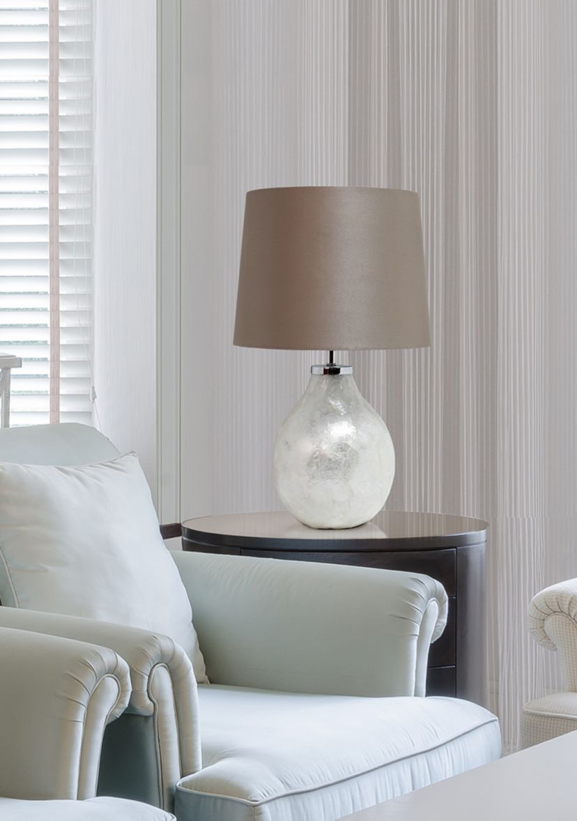 Simple Designs 1 Light Pearl Table Lamp with Fabric Shade