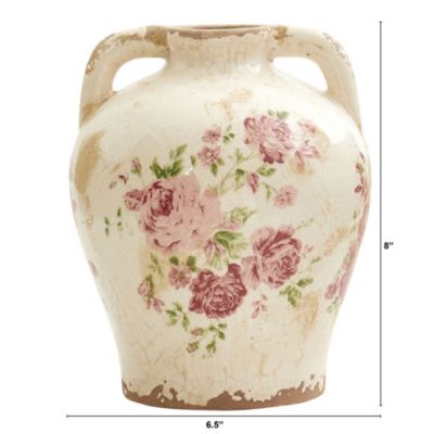 Inch Tuscan Ceramic Floral Print Vase