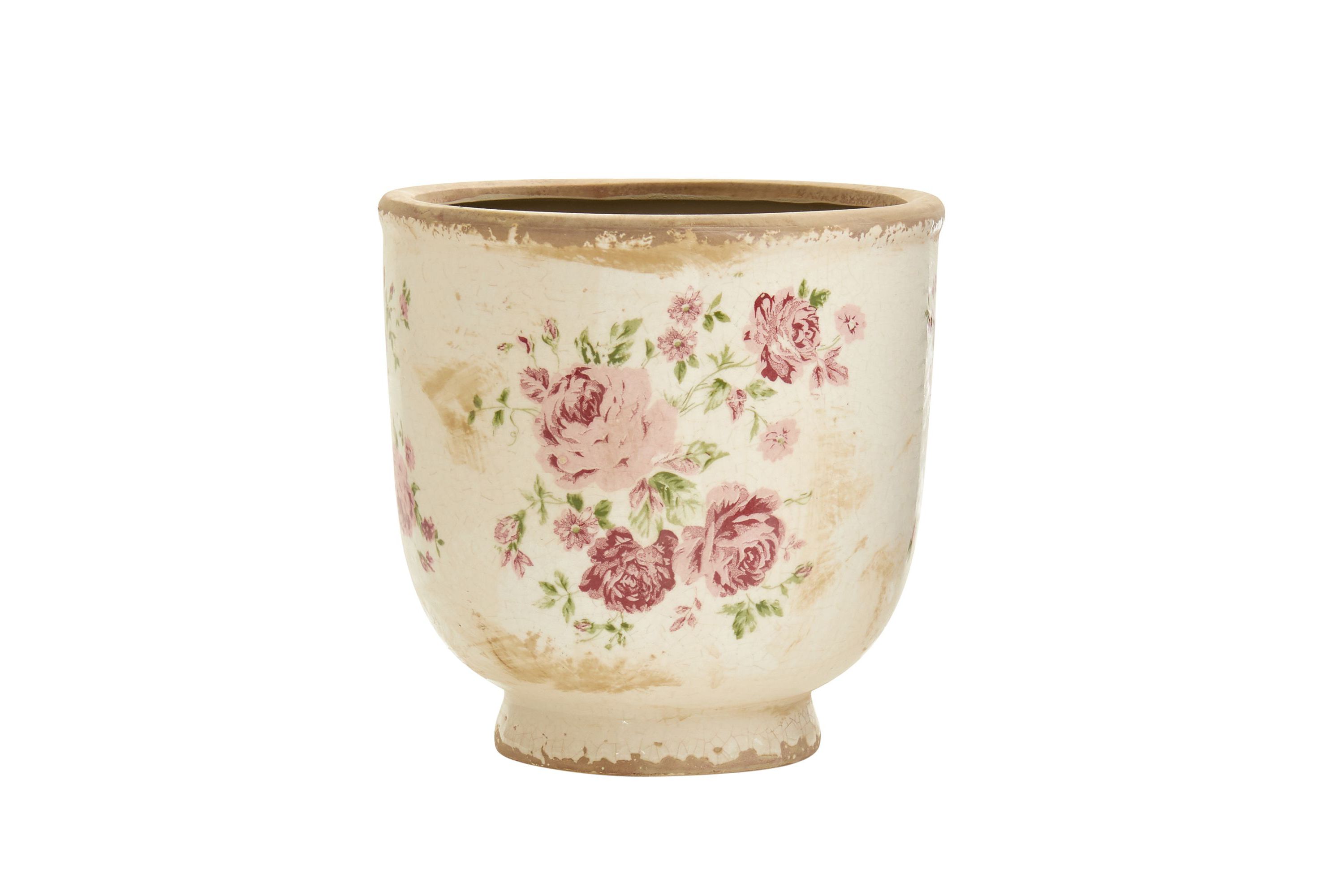 7.5-Inch Tuscan Ceramic Floral Print Planter