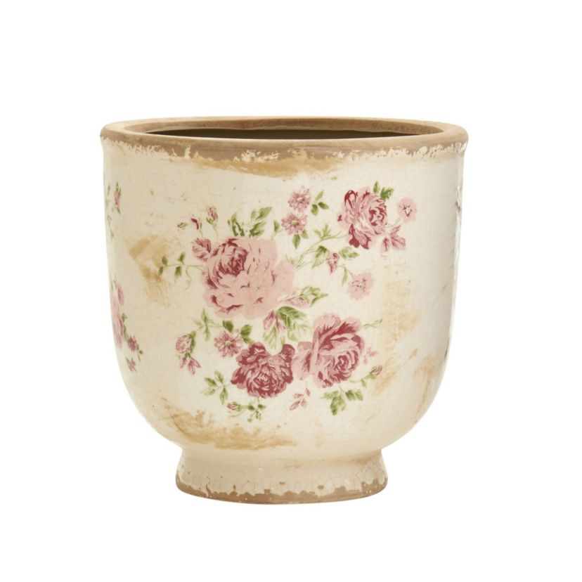 7.5-Inch Tuscan Ceramic Floral Print Planter