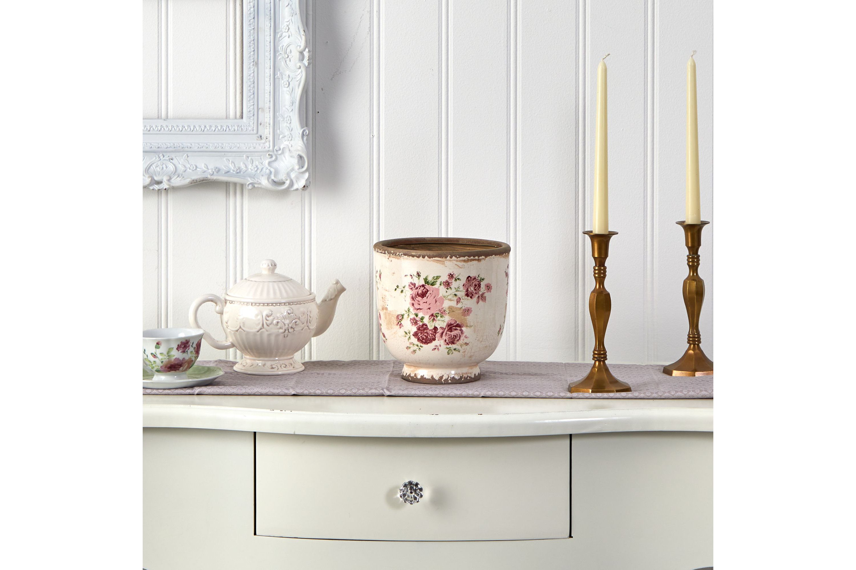 7.5-Inch Tuscan Ceramic Floral Print Planter