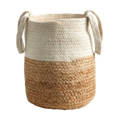 12.5-Inch Handmade Natural Jute and Cotton Basket Planter