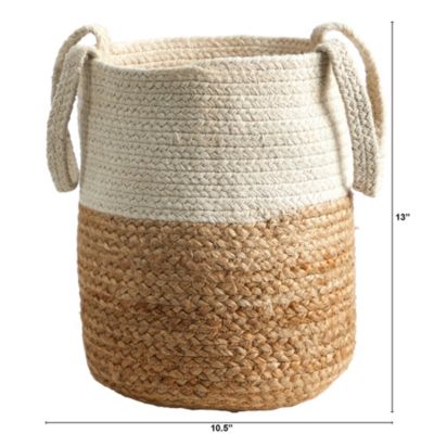 12.5-Inch Handmade Natural Jute and Cotton Basket Planter