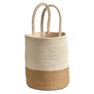 12-Inch Handmade Natural Cotton Woven Basket Planter