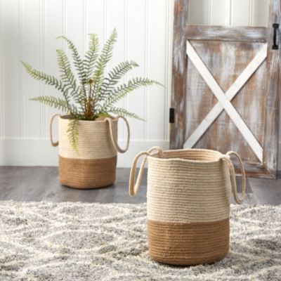 12-Inch Handmade Natural Cotton Woven Basket Planter