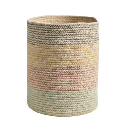 Nearly Natural 12-Inch Handmade Natural Cotton Multicolored Woven Basket Planter