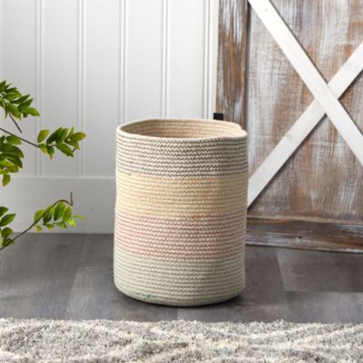 12-Inch Handmade Natural Cotton Multicolored Woven Basket Planter