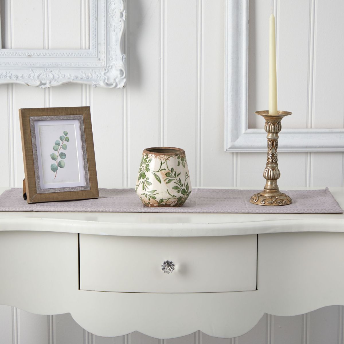 5.5-Inch Tuscan Ceramic Green Scroll Planter